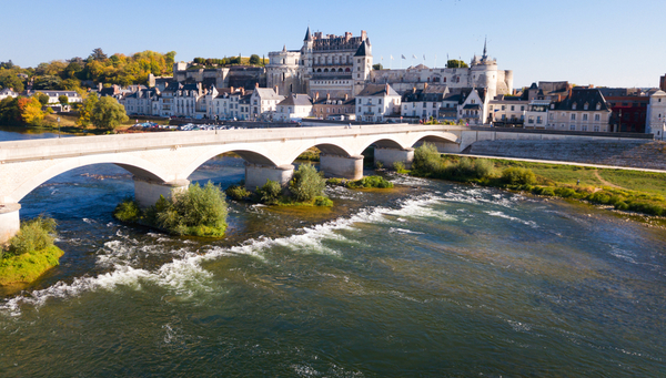 View of the magnificent medieval castle in Amboise.
